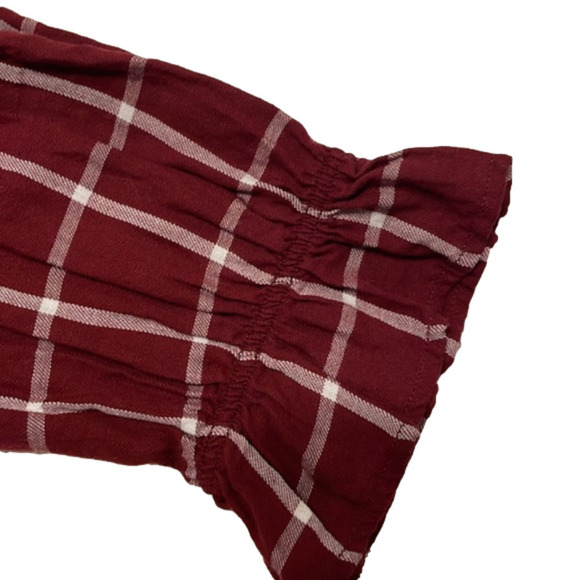 H&M Maroon Check Puff Sleeve Shirt, Sz 10 - Picture 8 of 10